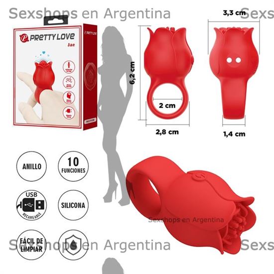 Vibrador en Forma de Rosa para Dedo con 10 Modos de Vibración